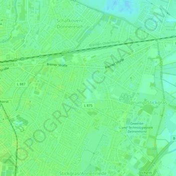Mapa topográfico Piekmoor, altitud, relieve