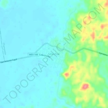 Mapa topográfico Sihochac, altitud, relieve