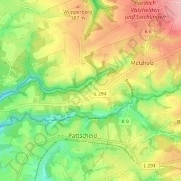 Mapa topográfico Bremersheide, altitud, relieve