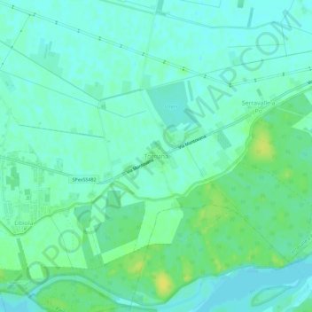 Mapa topográfico Torriana, altitud, relieve