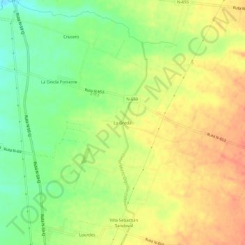 Mapa topográfico La Greda, altitud, relieve