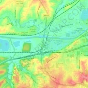 Mapa topográfico Peerless Park, altitud, relieve