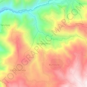Mapa topográfico Mollebamba, altitud, relieve