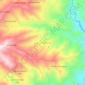 Mapa topográfico Julio E. Moreno, altitud, relieve