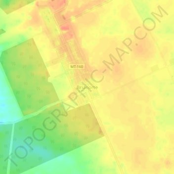 Mapa topográfico Brianorte, altitud, relieve