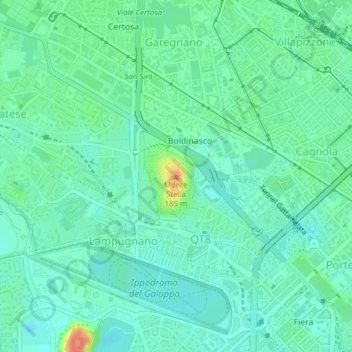 Mapa topográfico Monte Stella, altitud, relieve