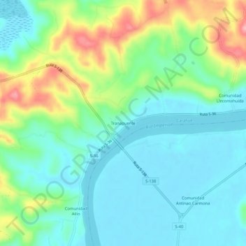 Mapa topográfico Tranapuente, altitud, relieve