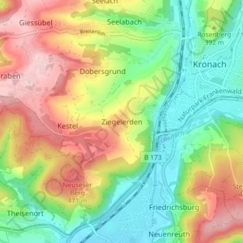Mapa topográfico Ziegelerden, altitud, relieve