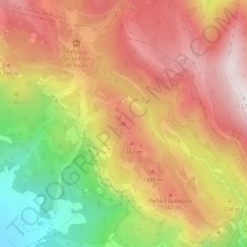 Mapa topográfico Cerro de la Virgen, altitud, relieve