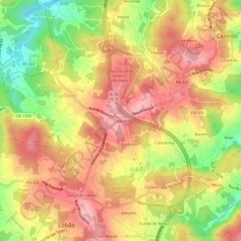 Mapa topográfico Fagilde, altitud, relieve