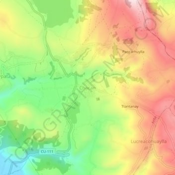 Mapa topográfico Chacan, altitud, relieve