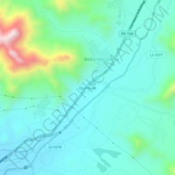 Mapa topográfico Quirihuac, altitud, relieve