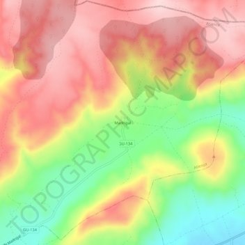 Mapa topográfico Madrigal, altitud, relieve