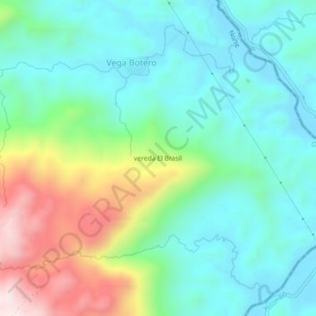 Mapa topográfico vereda El Brasil, altitud, relieve