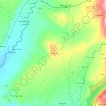 Mapa topográfico Castrosante, altitud, relieve