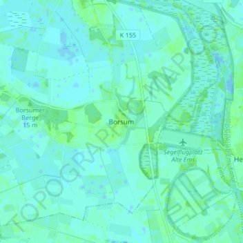 Mapa topográfico Borsum, altitud, relieve