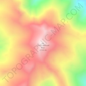 Mapa topográfico Cerro Nahuel Pan, altitud, relieve