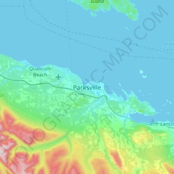 Mapa topográfico Parksville, altitud, relieve
