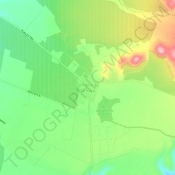 Mapa topográfico Cerrillos de Tamaya, altitud, relieve