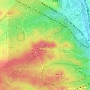 Mapa topográfico Cerro de Garabitas, altitud, relieve