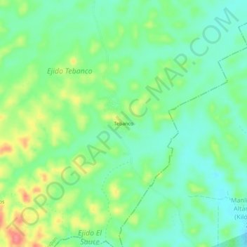 Mapa topográfico Tebanco, altitud, relieve
