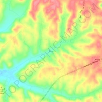 Mapa topográfico Berea, altitud, relieve