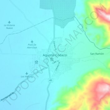 Mapa topográfico Agustín Codazzi, altitud, relieve