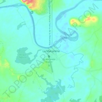Mapa topográfico La Macarena, altitud, relieve