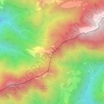 Mapa topográfico Bocca di Valle, altitud, relieve