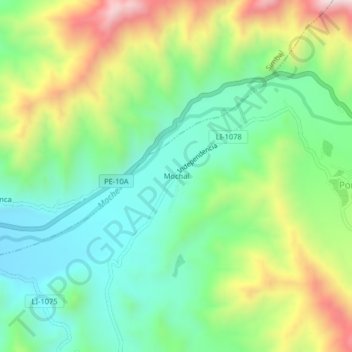 Mapa topográfico Mochal, altitud, relieve