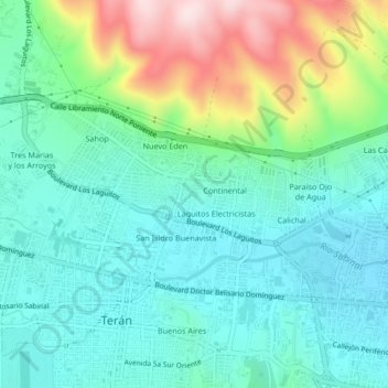 Mapa topográfico Malibu, altitud, relieve