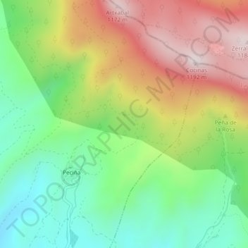 Mapa topográfico Pasos Malos, altitud, relieve