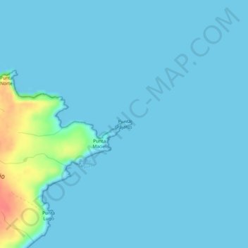 Mapa topográfico Punta Pájaros, altitud, relieve