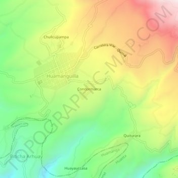 Mapa topográfico Condormarca, altitud, relieve