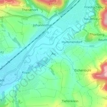 Mapa topográfico Au, altitud, relieve