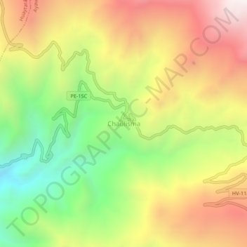 Mapa topográfico Chaulisma, altitud, relieve