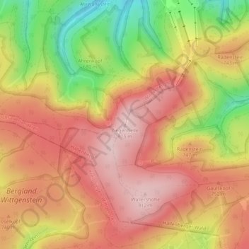 Mapa topográfico Ziegenhelle, altitud, relieve