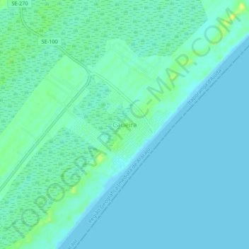 Mapa topográfico Caueira, altitud, relieve