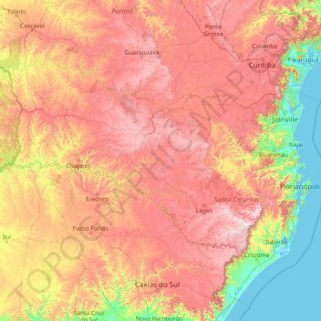 Mapa topográfico Santa Catarina, altitud, relieve