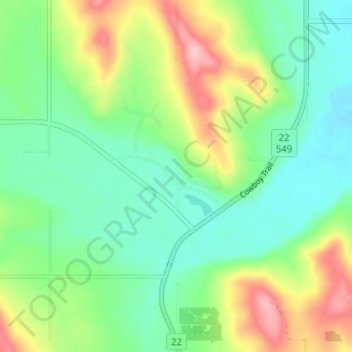 Mapa topográfico Millarville, altitud, relieve