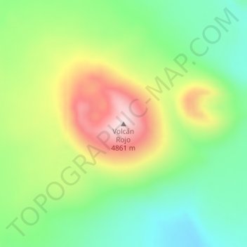 Mapa topográfico Volcán Rojo, altitud, relieve