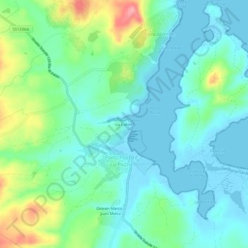 Mapa topográfico Lu Caloni, altitud, relieve