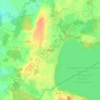 Mapa topográfico Fargau, altitud, relieve
