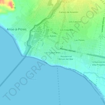 Mapa topográfico los guayacanes, altitud, relieve