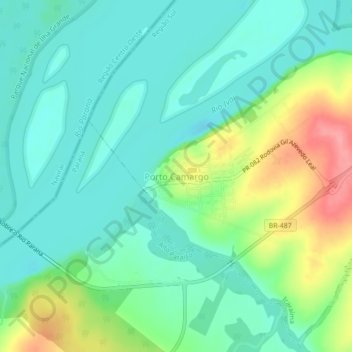 Mapa topográfico Porto Camargo, altitud, relieve