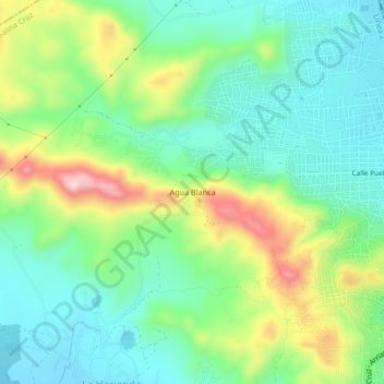 Mapa topográfico Agua Blanca, altitud, relieve