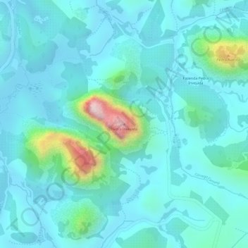 Mapa topográfico Pedra Invejada, altitud, relieve