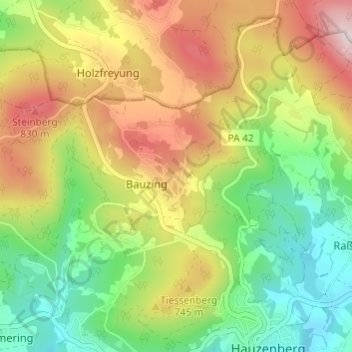 Mapa topográfico Oberneuhäusel, altitud, relieve