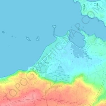 Mapa topográfico Hameau des Dunes, altitud, relieve