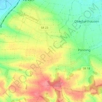 Mapa topográfico Oberholzen, altitud, relieve